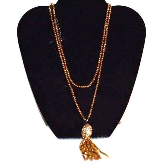 Joan Rivers Jewelry - Joan Rivers Vintage 70's Gold/Brass/White Beaded Tassel Statement 20"Necklace